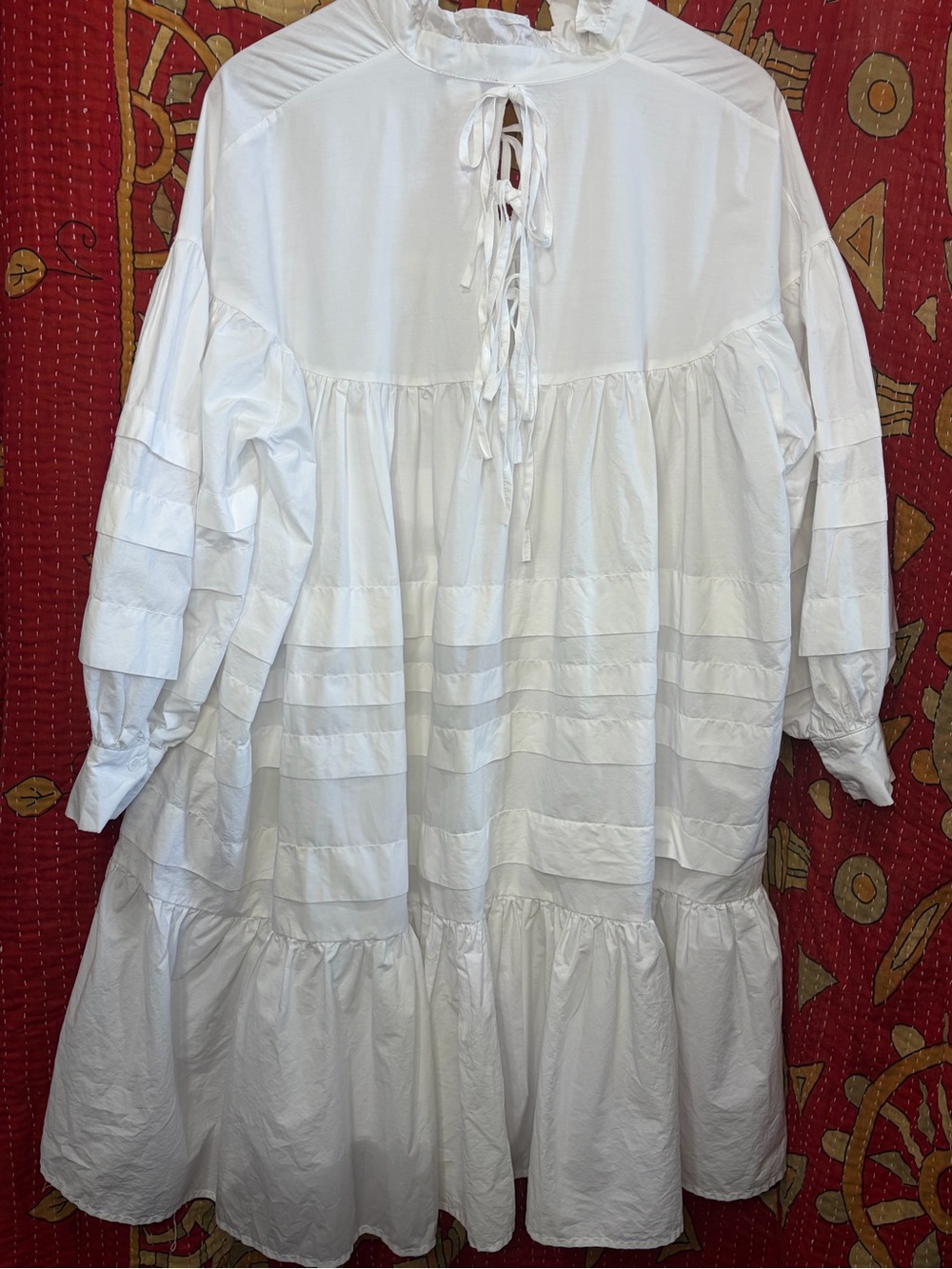 Eien USA White Tiered Lace-Up Peasant Dress - Picture 9 of 9